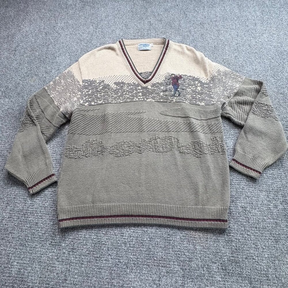 Vintage Y2K Crusader Reef Sweater Mens L Embroidered Golfer Textured USA Preppy